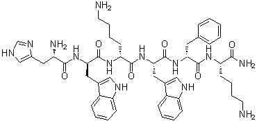 结构式 CAS# 136054-22-3, L-组氨酰-D-色氨酰-D-赖氨酰-L-色氨酰-D-苯丙氨酰-L-赖氨酰胺; [D-赖氨酰3]生长激素释放肽 6