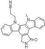 5,6,7,13-Tetrahydro-13-methyl-5-oxo-12H-indolo[2,3-a]pyrrolo[3,4-c]carbazole-12-propanenitrile molecular structure (CAS 136194-77-9)