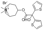 structure of CAS# 136310-95-7, Tiotropium EP Impurity C;[(1R,5S)-8,8-dimethyl-8-azoniabicyclo[3.2.1]oct-6-en-3-yl] 2-hydroxy-2,2-dithiophen-2-ylacetate;bromide