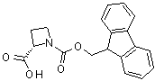 structure of CAS# 136552-06-2, (2S)-1,2-Azetidinedicarboxylic acid 1-(9H-fluoren-9-ylmethyl) ester;1-Fmoc-L-azetidine-2-carboxylic acid