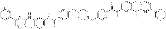structure of CAS# 1365802-18-1, 4,4'-[1,4-Piperazinediylbis(methylene)]bis[N-[4-methyl-3-[[4-(3-pyridinyl)-2-pyrimidinyl]amino]phenyl]benzamide]