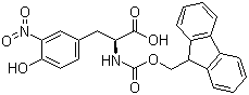 structure of CAS# 136590-09-5, Fmoc-3-Nitro-L-tyrosine;N-((9H-fluoren-9-ylmethoxy)carbonyl)-3-nitrotyrosine