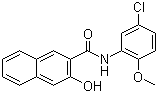 结构式 CAS# 137-52-0, N-(5-氯-2-甲氧基苯基)-3-羟基-2-萘甲酰胺; 色酚 AS-CA; 冰染偶合组分 34