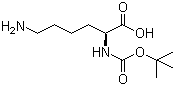 结构式 CAS# 13734-28-6, N-Boc-L-赖氨酸; N-叔丁氧羰基-L-赖氨酸