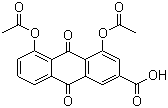 结构式 CAS# 13739-02-1, 二乙酰大黄酸; 二乙酰二氢蒽羧酸; 1,8-二乙酰基-3-羧基蒽醌; 双醋瑞因; 达赛瑞英; 安必丁