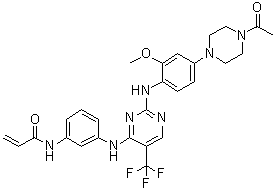 structure of CAS# 1374640-70-6, N-[3-[[2-[[4-(4-Acetyl-1-piperazinyl)-2-methoxyphenyl]amino]-5-(trifluoromethyl)-4-pyrimidinyl]amino]phenyl]-2-propenamide;Co 1686