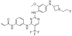 结构式 CAS# 1375465-09-0, N-[3-[[2-[[4-[[1-(2-氟乙基)-3-氮杂环丁基]氨基]-2-甲氧基苯基]氨基]-5-(三氟甲基)-4-嘧啶基]氨基]苯基]-2-丙烯酰胺