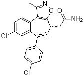 structure of CAS# 1380087-86-4, (4S)-8-Chloro-6-(4-chlorophenyl)-1-methyl-4H-isoxazolo[5,4-d][2]benzazepine-4-acetamide