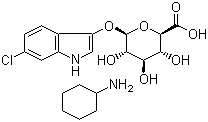 结构式 CAS# 138182-20-4, 6-氯-3-吲哚基 beta-D-葡萄糖醛酸环己胺盐
