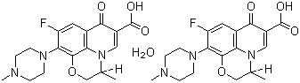 structure of CAS# 138199-71-0, Levofloxacin hydrate;(S)-9-Fluoro-2,3-dihydro-3-methyl-10-(4-methyl-1-piperazinyl)-7-oxo-7H-pyrido(1,2,3-de)-1,4-benzoxazine-6-carboxylic acid hydrate (2:1)