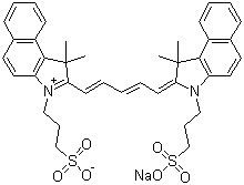 2-[5-[1,3-Dihydro-1,1-dimethyl-3-(3-sulfopropyl)-2H-benz[e]indol-2-ylidene]-1,3-pentadienyl]-1,1-dimethyl-3-(3-sulfopropyl)-1H-benz[e]indolium inner salt sodium salt molecular structure (CAS 138248-55-2)