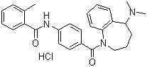 结构式 CAS# 138470-70-9, 莫扎伐普坦盐酸盐; 5-(二甲基氨基)-1-[4-(2-甲基苯甲酰胺基)苯甲酰]-2,3,4,5-四氢-1H-苯并氮杂卓盐酸盐
