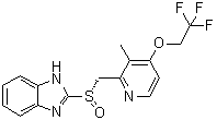 structure of CAS# 138530-95-7, (-)-Lansoprazole;(S)-2-[[[3-Methyl-4-(2,2,2-trifluoroethoxy)-2-pyridyl]methyl]sulfinyl]-1H-benzimidazole; (S)-Lansoprazole; Levolansoprazole