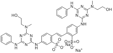 structure of CAS# 13863-31-5, Tinopal 5BM;disodium 5-[[4-anilino-6-[2-hydroxyethyl(methyl)amino]-1,3,5-triazin-2-yl]amino]-2-[(E)-2-[4-[[4-anilino-6-[2-hydroxyethyl(methyl)amino]-1,3,5-triazin-2-yl]amino]-2-sulfonatophenyl]ethenyl]benzenesulfonate