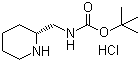structure of CAS# 139004-96-9, (R)-Piperidin-2-ylmethylcarbamic acid tert-butyl ester hydrochloride;(R)-2-Boc-Aminomethylpiperidine hydrochloride