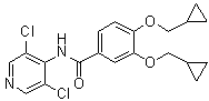 structure of CAS# 1391052-24-6, 3,4-Bis(cyclopropylmethoxy)-N-(3,5-dichloro-4-pyridinyl)benzamide