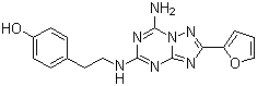structure of CAS# 139180-30-6, 4-(2-(7-Amino-2-(furan-2-yl)-[1,2,4]triazolo[1,5-a][1,3,5]triazin-5-ylamino)ethyl)phenol;ZM 241385
