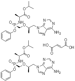 structure of CAS# 1392275-56-7, Tenofovir alafenamide fumarate;N-[(S)-[[(1R)-2-(6-Amino-9H-purin-9-yl)-1-methylethoxy]methyl]phenoxyphosphinyl]-L-alanine 1-methylethyl ester (2E)-2-butenedioate (2:1); GS 7340-03