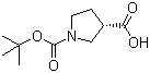structure of CAS# 140148-70-5, (S)-N-Boc-pyrrolidine-3-carboxylic acid;(3S)-1-(tert-Butoxycarbonyl)-3-pyrrolidinecarboxylic acid