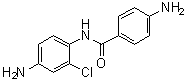 structure of CAS# 14108-16-8, 4,4'-Diamino-2'-chlorobenzanilide;4-Amino-N-(4-amino-2-chlorophenyl)benzamide