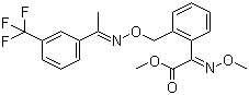 结构式 CAS# 141517-21-7, 肟菌酯; 三氟敏; (2Z)-2-甲氧基亚氨基-2-[2-[[1-[3-(三氟甲基)苯基]亚乙基氨基]氧甲基]苯基]乙酸甲酯