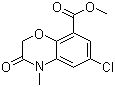 structure of CAS# 141761-83-3, 6-Chloro-3,4-dihydro-4-methyl-3-oxo-2H-1,4-benzoxazine-8-carboxylic acid methyl ester