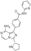 结构式 CAS# 1420478-90-5, 4-[8-氨基-3-(2S)-2-吡咯烷基咪唑并[1,5-a]吡嗪-1-基]-N-2-吡啶基苯甲酰胺