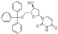 structure of CAS# 14270-73-6, 2'-Deoxy-5'-O-(triphenylmethyl)uridine;2'-Deoxy-5'-O-trityluridine; 5'-O-Trityl-2'-deoxyuridine; NSC 375393