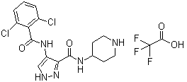 structure of CAS# 1431697-85-6, 4-[(2,6-Dichlorobenzoyl)amino]-N-4-piperidinyl-1H-pyrazole-3-carboxamide 2,2,2-trifluoroacetate