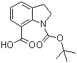 structure of CAS# 143262-20-8, N-Boc-indoline-7-carboxylic acid;1-(tert-Butoxycarbonyl)indoline-7-carboxylic acid; 2,3-Dihydroindole-1,7-dicarboxylic acid 1-tert-butyl ester