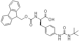 结构式 CAS# 1433975-21-3, 4-[[[(叔丁基)氨基]羰基]氨基]-N-[芴甲氧羰基]-D-苯丙氨酸