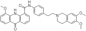structure of CAS# 143664-11-3, Elacridar;N-[4-[2-(6,7-Dimethoxy-3,4-dihydro-1H-isoquinolin-2-yl)ethyl]phenyl]-5-methoxy-9-oxo-10H-acridine-4-carboxamide
