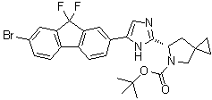 结构式 CAS# 1441670-89-8, (6S)-6-[5-(7-溴-9,9-二氟-9H-芴-2-基)-1H-咪唑-2-基]-5-氮杂螺[2.4]庚烷-5-羧酸叔丁酯