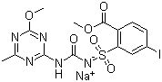 structure of CAS# 144550-36-7, Iodosulfuron-methyl-sodium;Methyl 4-iodo-2-[3-(4-methoxy-6-methyl-1,3,5-triazin-2-yl)ureidosulfonyl]benzoate sodium salt