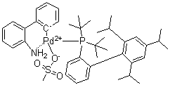 structure of CAS# 1447963-75-8, [2'-(Amino)[1,1'-biphenyl]-2-yl][bis(1,1-dimethylethyl)[2',4',6'-tris(1-methylethyl)[1,1'-biphenyl]-2-yl]phosphine](methanesulfonato)palladium;Tbuxphos PD G3