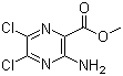 structure of CAS# 1458-18-0, Methyl 3-amino-5,6-dichloropyrazine-2-carboxylate;3-Amino-5,6-dichloropyrazine-2-carboxylic acid methyl ester