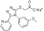 structure of CAS# 1459687-96-7, 2-[[4-(3-Methoxyphenyl)-5-(2-pyridinyl)-4H-1,2,4-triazol-3-yl]thio]acetic acid sodium salt (1:1)