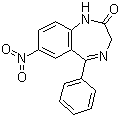structure of CAS# 146-22-5, Nitrazepam;1,3-Dihydro-7-nitro-5-phenyl-2H-1,4-benzodiazepin-2-one