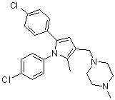 structure of CAS# 146204-42-4, 1-[[1,5-Bis(4-chlorophenyl)-2-methyl-1H-pyrrol-3-yl]methyl]-4-methylpiperazine;BM 212; BM 212 (bactericide)