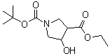 结构式 CAS# 146256-99-7, 1-叔丁氧羰基-4-羟基吡咯烷-3-羧酸乙酯