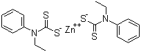 structure of CAS# 14634-93-6, Zinc ethylphenyl dithiocarbamate ;N-Ethyl-N-phenyldithiocarbamic acid zinc salt; Zinc bis(N-ethyl-N-phenyldithiocarbamate)