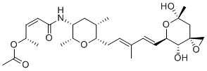structure of CAS# 146478-72-0, FR901464;(2S,3Z)-5-{[(2R,3R,5S,6S)-6-{(2E,4E)-5-[(3R,4R,5R,7S)-4,7-dihydroxy-7-methyl-1,6-dioxaspiro[2.5]oct-5-yl]-3-methylpenta-2,4-dien-1-yl}-2,5-dimethyltetrahydro-2H-pyran-3-yl]amino}-5-oxopent-3-en-2-yl acetate
