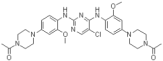 structure of CAS# 1472795-20-2, 1,1'-[(5-Chloro-2,4-pyrimidinediyl)bis[imino(3-methoxy-4,1-phenylene)-4,1-piperazinediyl]]bis[ethanone];KRCA 0008