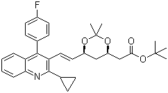 (4R,6S)-6-[(1E)-2-[2-Cyclopropyl-4-(4-fluorophenyl)-3-quinolinyl]ethenyl]-2,2-dimethyl-1,3-dioxane-4-acetic acid tert-butyl ester molecular structure (CAS 147489-06-3)