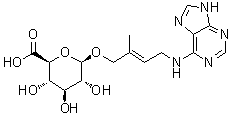 (2E)-2-Methyl-4-(9H-purin-6-ylamino)-2-buten-1-yl beta-D-glucopyranosiduronic acid molecular structure (CAS 147663-51-2)