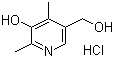 structure of CAS# 148-51-6, 4-Deoxypyridoxine hydrochloride;5-(Hydroxymethyl)-2,4-dimethylpyridin-3-ol hydrochloride