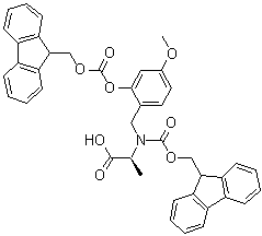 N-[(9H-Fluoren-9-ylmethoxy)carbonyl]-N-[[2-[[(9H-fluoren-9-ylmethoxy)carbonyl]oxy]-4-methoxyphenyl]methyl]-L-alanine molecular structure (CAS 148515-85-9)