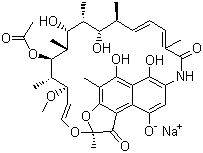 Rifamycin sodium salt molecular structure (CAS 14897-39-3)