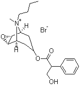 结构式 CAS# 149-64-4, 丁溴东莨菪碱; 溴丁东莨菪碱