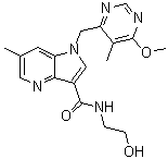 结构式 CAS# 1494675-86-3, N-(2-羟基乙基)-1-[(6-甲氧基-5-甲基嘧啶-4-基)甲基]-6-甲基-1H-吡咯并[3,2-b]吡啶-3-甲酰胺